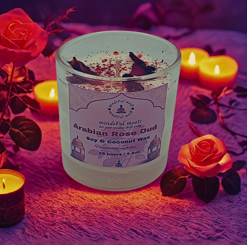 Arabian Rose Oud Soy & Coconut Candle 20cl by mindeFul mooD