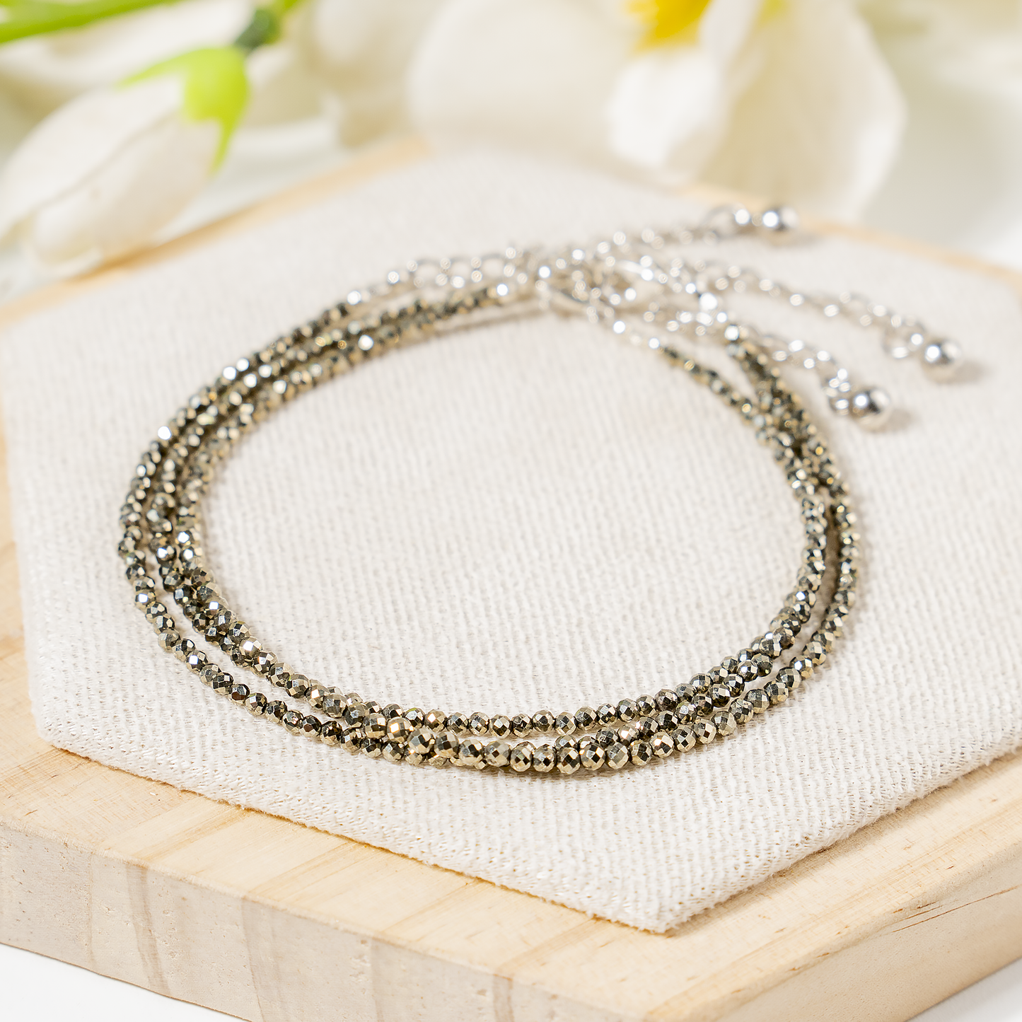 Pyrite Anklet | Natural Faceted Beads | Money Magnet Crystal