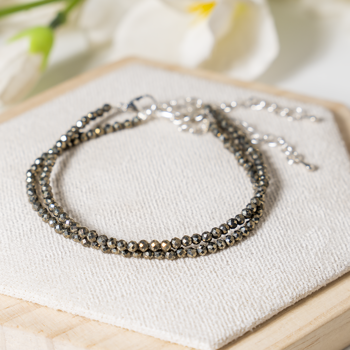 Pyrite Anklet | Natural Faceted Beads | Money Magnet Crystal