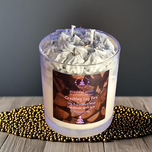 Crackling Log Fire Soy & Coconut Candle 30cl by mindeFul mooD