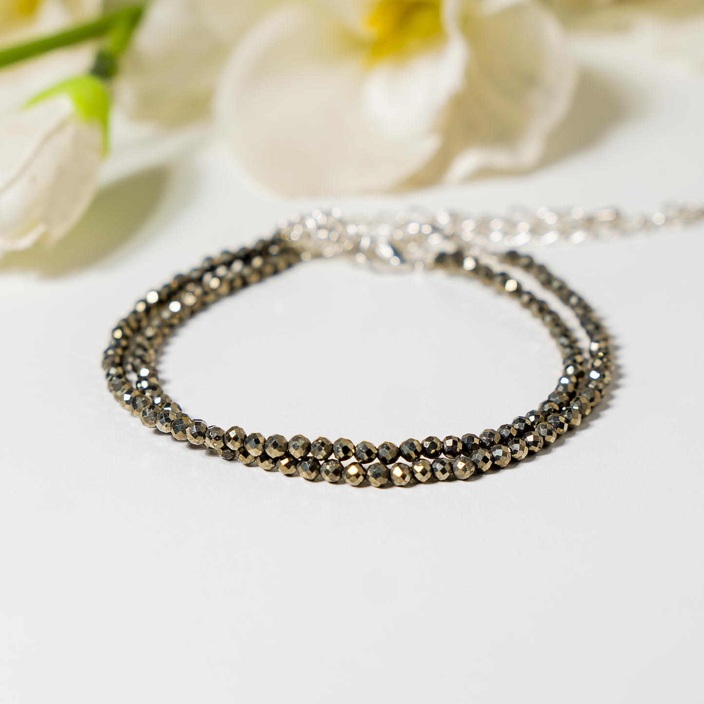 Pyrite Anklet | Natural Faceted Beads | Money Magnet Crystal